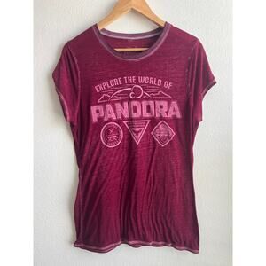 DISNEY PARKS Pandora Avatar Animal Kingdom Burgundy Short Sleeve T-Shirt